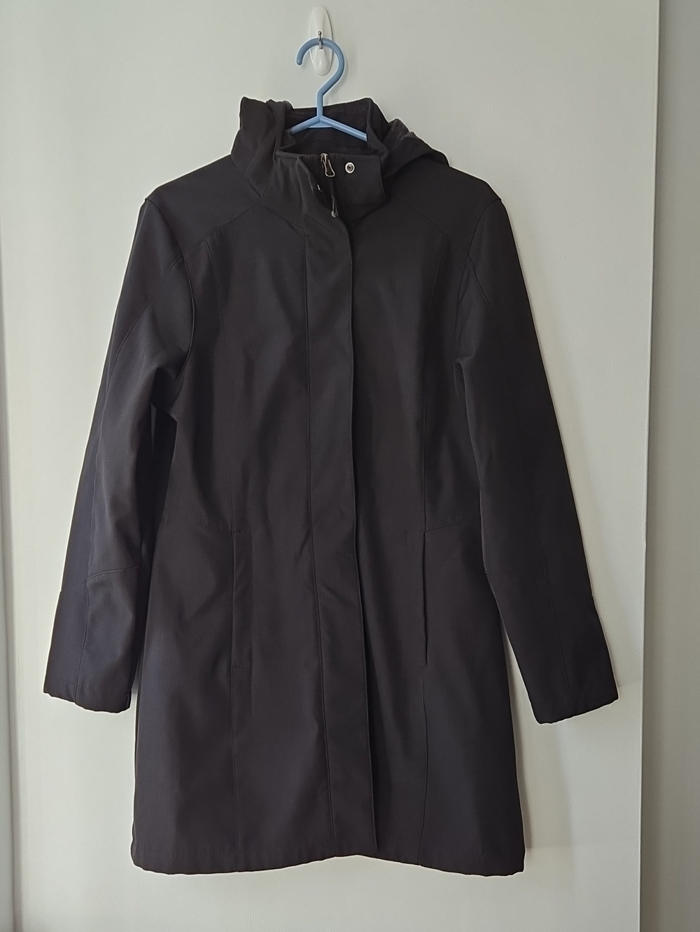 True North LG Womens Black Coat Jacket WeatherReady Mid Lngth Fleece Remove Hood